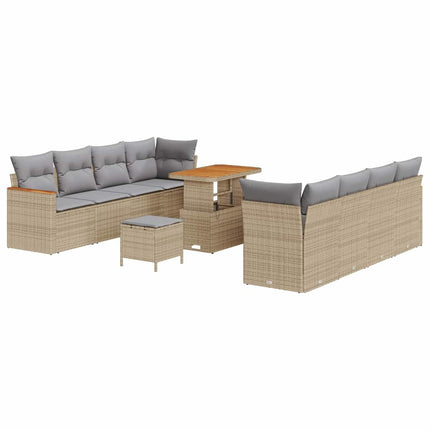 Havesofa Sæt med pude 12 pcs Beige polyrattan
