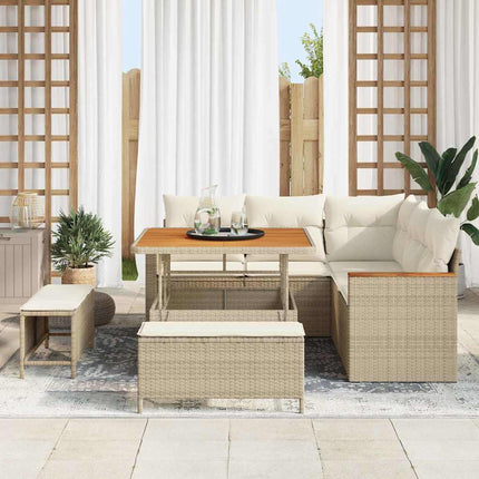 Havesofa Sæt 8 stk. 5-Antal sæder Beige Poly rattan