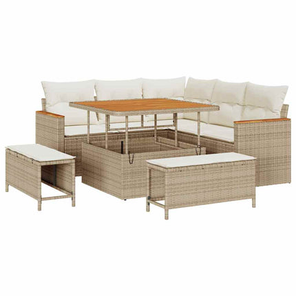 Havesofa Sæt 8 stk. 5-Antal sæder Beige Poly rattan