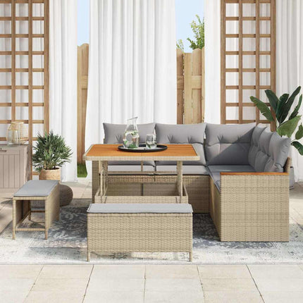 Havesofa Sæt 8 stk. 5-Antal sæder Beige Poly rattan