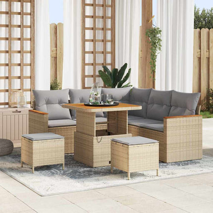 Havesofa Sæt 8 stk. 5-Antal sæder Beige Poly rattan