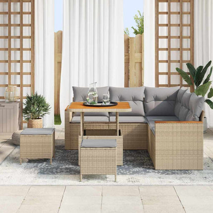 Havesofa Sæt 8 stk. 5-Antal sæder Beige Poly rattan