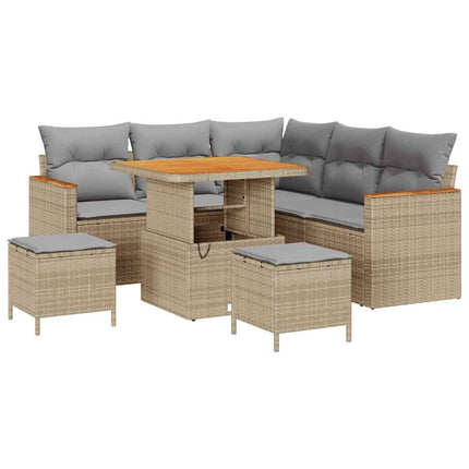 Havesofa Sæt 8 stk. 5-Antal sæder Beige Poly rattan