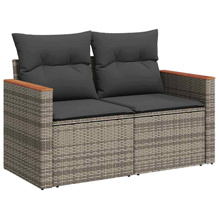 Havesofa Sæt med pude 8 pcs Grå Poly rattan