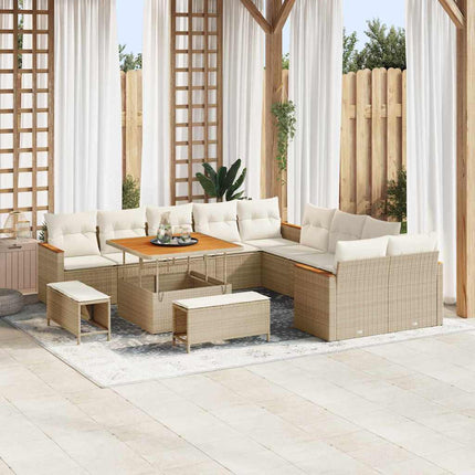 Havesofa Sæt 13 stk. 12-Antal sæder Beige polyrattan