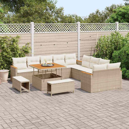 Havesofa Sæt 13 stk. 12-Antal sæder Beige polyrattan