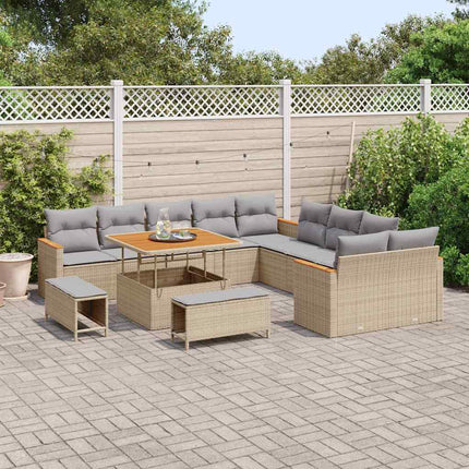 Havesofa Sæt 13 stk. 12-Antal sæder Beige polyrattan