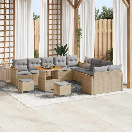 Havesofa Sæt 13 stk. 12-Antal sæder Beige polyrattan