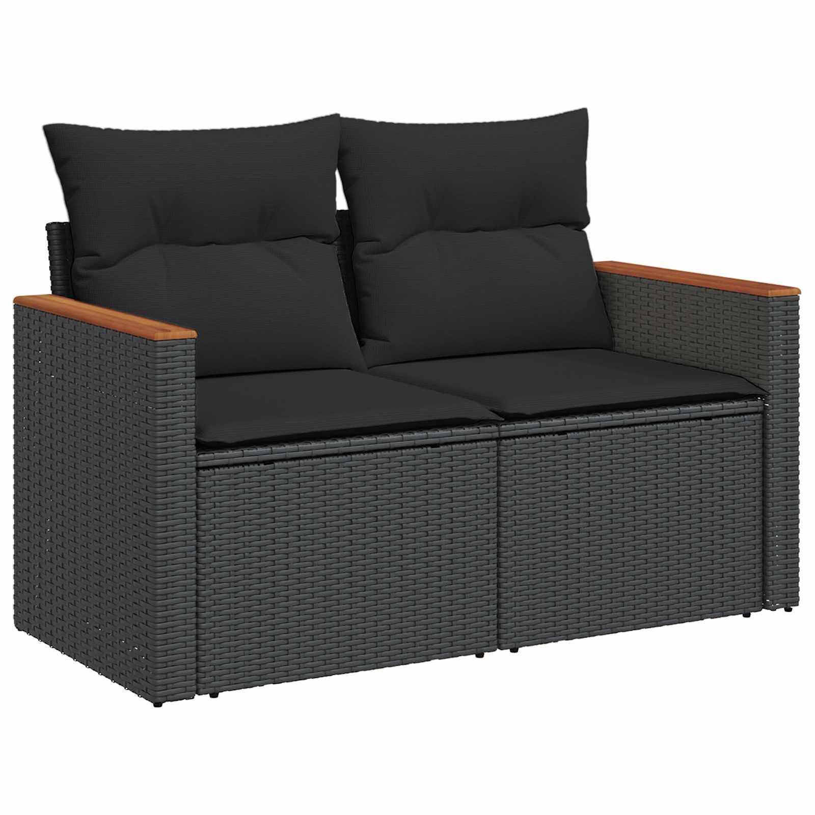 Havesofa Sæt med pude 14 pcs Sort polyrattan