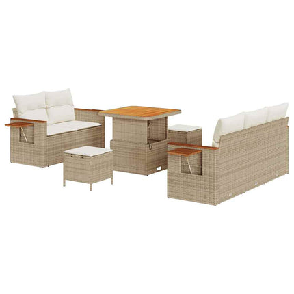 Havesofa Sæt 10 stk. 7-Antal sæder Beige og creme polyrattan
