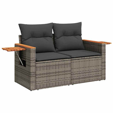 Havesofa Sæt med pude 10 pcs Grå polyrattan