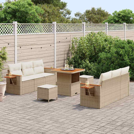 Havesofa Sæt 11 stk. 8-Antal sæder Beige og creme polyrattan