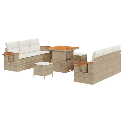 Havesofa Sæt 11 stk. 8-Antal sæder Beige og creme polyrattan