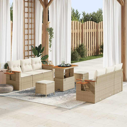 Havesofa Sæt 11 stk. 8-Antal sæder Beige og creme polyrattan