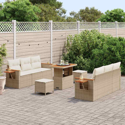 Havesofa Sæt 11 stk. 8-Antal sæder Beige og creme polyrattan