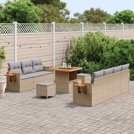 Havesofa Sæt 13 stk. 9-Antal sæder Beige og lys grå polyrattan
