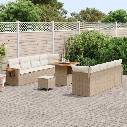 Havesofa Sæt 12 stk. 10-Antal sæder Beige og creme polyrattan