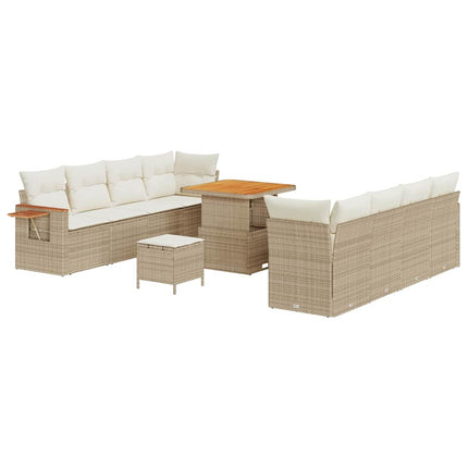 Havesofa Sæt 12 stk. 10-Antal sæder Beige og creme polyrattan