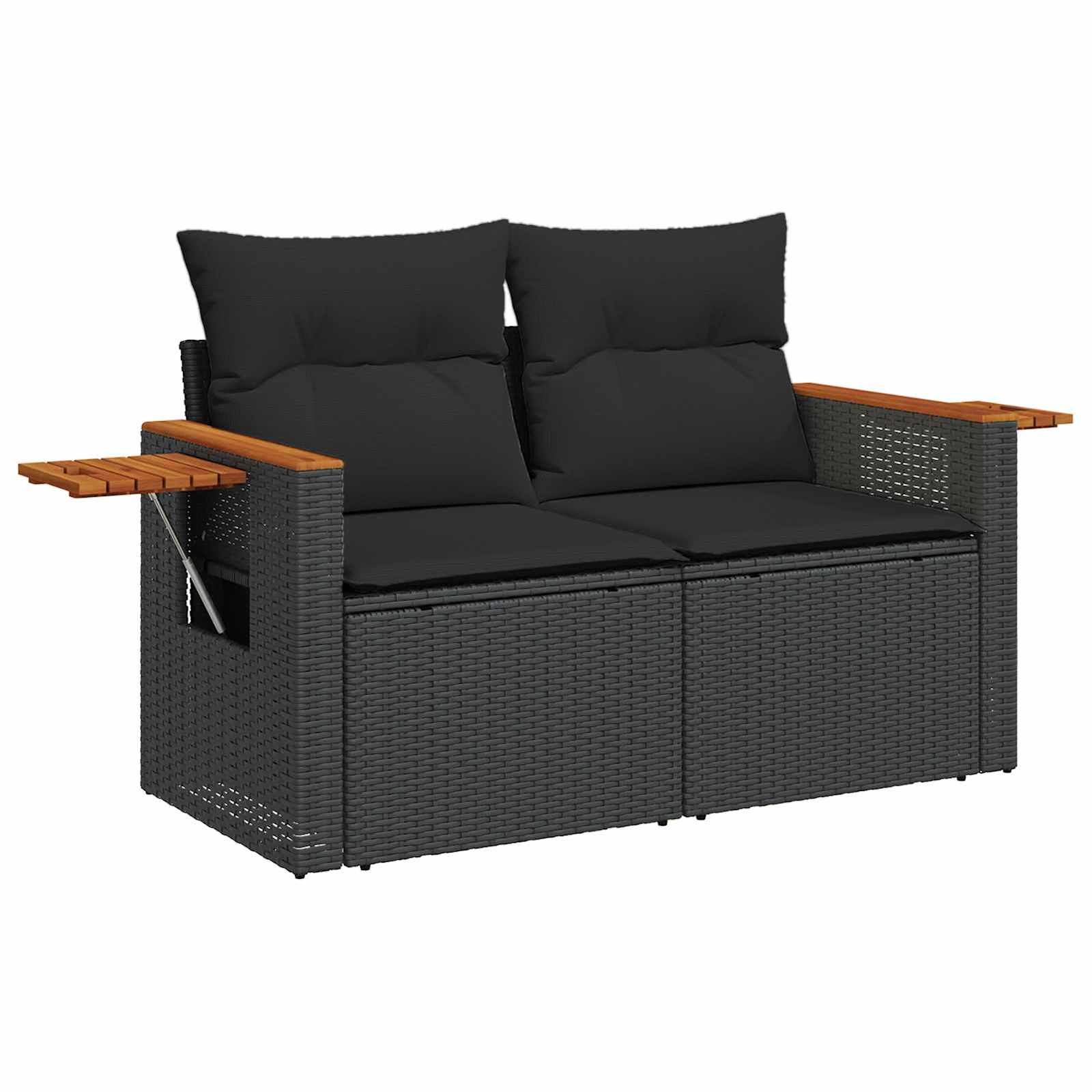 Havesofa Sæt med pude 12 pcs Sort polyrattan