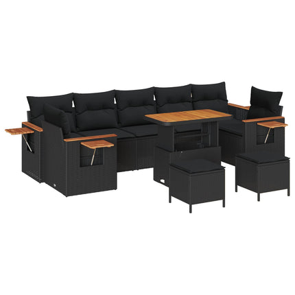 Havesofa Sæt med pude 13 pcs Sort polyrattan