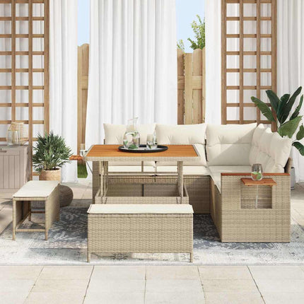 Havesofa Sæt 9 stk. 8-Antal sæder Beige og creme polyrattan