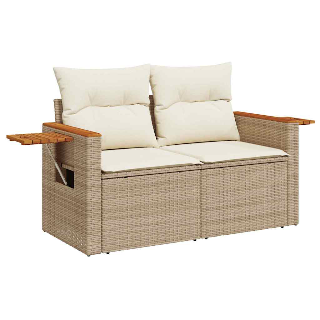 Havesofa Sæt med pude med opbevaring Beige Poly rattan