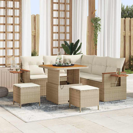 Havesofa Sæt 9 stk. 8-Antal sæder Beige og creme polyrattan