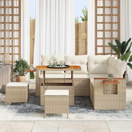 Havesofa Sæt 9 stk. 8-Antal sæder Beige og creme polyrattan