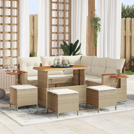 Havesofa Sæt 10 stk. 9-Antal sæder Beige og creme polyrattan