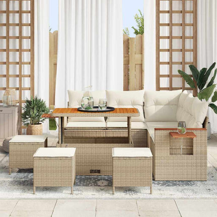 Havesofa Sæt 10 stk. 9-Antal sæder Beige og creme polyrattan