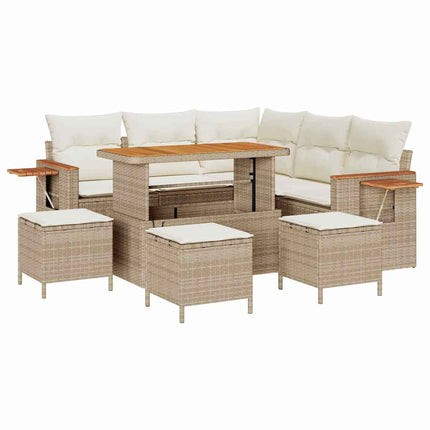 Havesofa Sæt 10 stk. 9-Antal sæder Beige og creme polyrattan