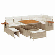 Havesofa Sæt med pude 11 pcs Beige og creme polyrattan