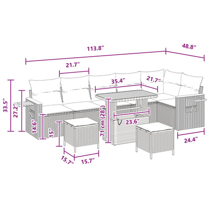Havesofa Sæt med pude 11 pcs Sort polyrattan