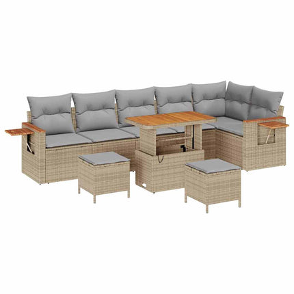 Havesofa Sæt 11 stk. 9-Antal sæder Beige og lys grå polyrattan