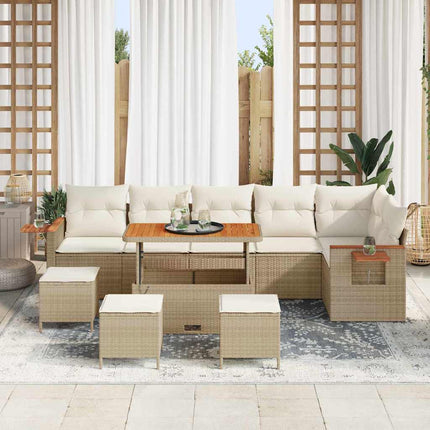 Havesofa Sæt 12 stk. 8-Antal sæder Beige og creme polyrattan