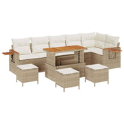 Havesofa Sæt med pude 12 pcs Beige og creme polyrattan