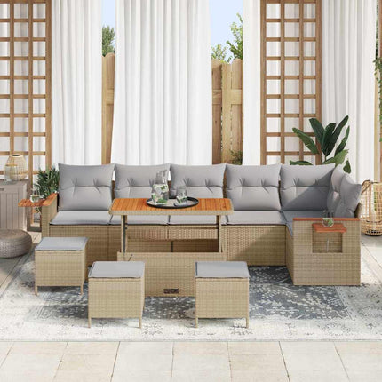 Havesofa Sæt 12 stk. 8-Antal sæder Beige og lys grå polyrattan