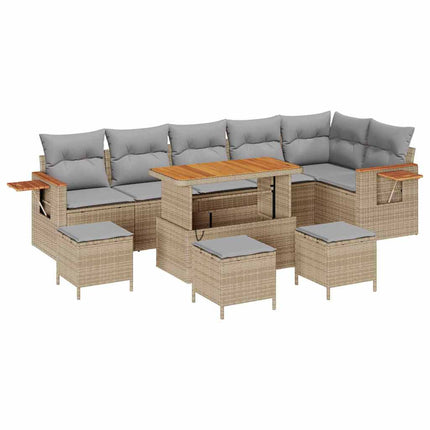 Havesofa Sæt 12 stk. 8-Antal sæder Beige og lys grå polyrattan