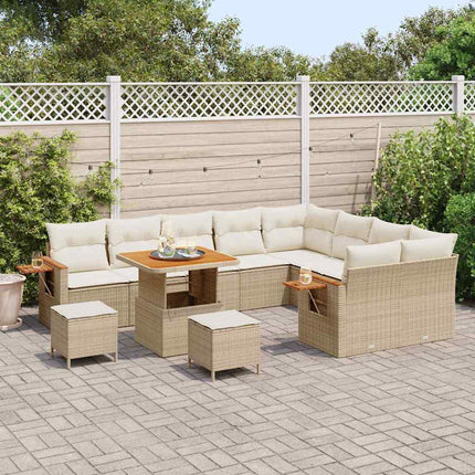 Havesofa Sæt 13 stk. 9-Antal sæder Beige og creme polyrattan