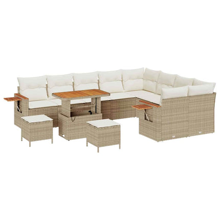 Havesofa Sæt 13 stk. 9-Antal sæder Beige og creme polyrattan
