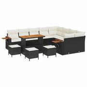 Havesofa Sæt med pude 14 pcs Sort og Cream polyrattan