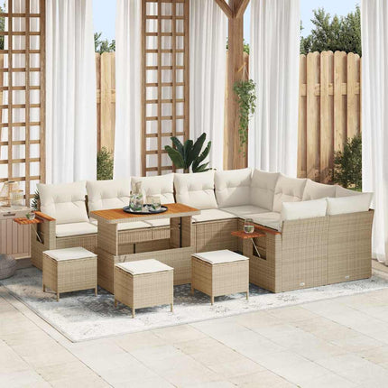 Havesofa Sæt 14 stk. 10-Antal sæder Beige og creme polyrattan
