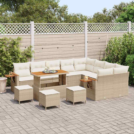Havesofa Sæt 14 stk. 10-Antal sæder Beige og creme polyrattan