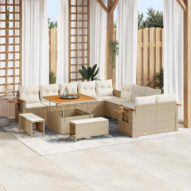 Havesofa Sæt 17 stk. 12-Antal sæder Beige og creme polyrattan