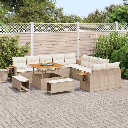 Havesofa Sæt 17 stk. 12-Antal sæder Beige og creme polyrattan