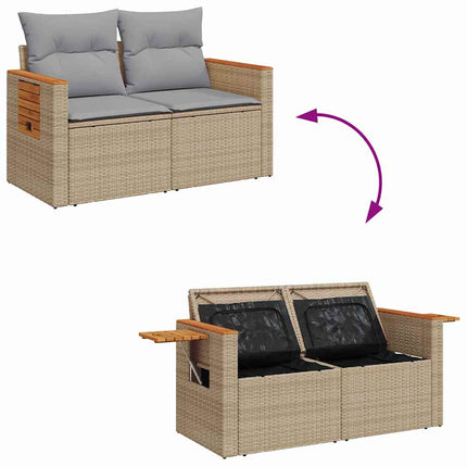 Havesofa Sæt 17 stk. 12-Antal sæder Beige og lys grå polyrattan