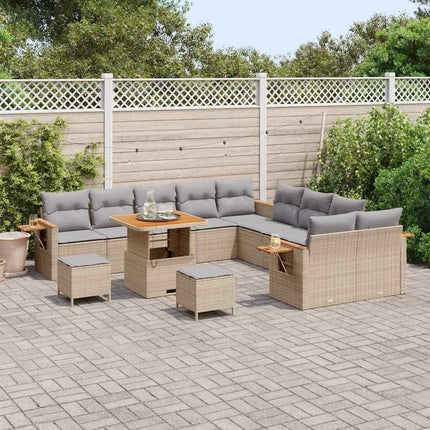 Havesofa Sæt 17 stk. 10-Antal sæder Beige og lys grå polyrattan