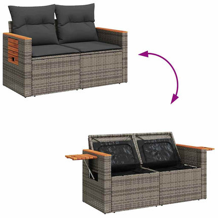 Havesofa Sæt med pude 17 pcs Grå polyrattan