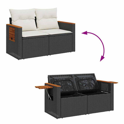 Havesofa Sæt med pude 17 pcs Sort og Cream polyrattan