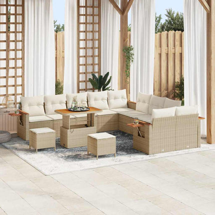 Havesofa Sæt 17 stk. 10-Antal sæder Beige og creme polyrattan